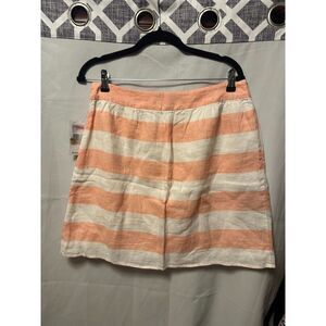 NWT Vineyard Vines 100% Linen Skirt Size 10 White Stripe Zip Side Lined